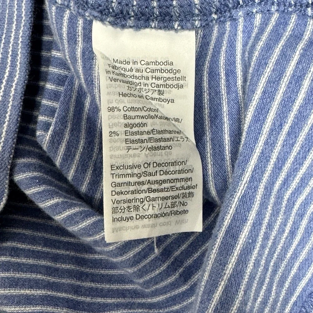 J.Crew Polo Shirt Mens Large Blue Striped Stretch Pique Pocket Short Sleeve‎ Top